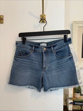 LOFT Medium Blue Denim Shorts with Side Contrast Trim